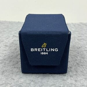 Breitling Wristwatch Travel Case Blue Fabric Hard Shell Box + Suede Pouch Bag